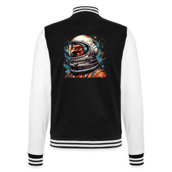 Astronaut / Weltall / Tier / Hahn / Raumschiff - College-Sweatjacke - Schwarz/Weiß - Hinten - Marisol (170cm)