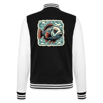 Fish / Animal / Aquarium / Water / Pond / Lake - College Sweat Jacket - black/white - Back - Marisol (170cm)