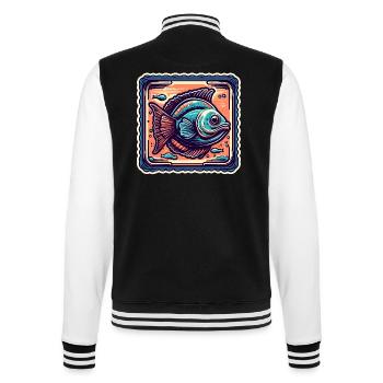 Fish / Animal / Aquarium / Water / Pond / Lake - College Sweat Jacket - black/white - Back - Marisol (170cm)
