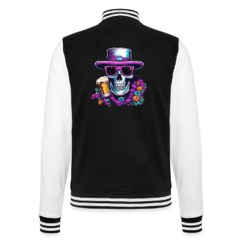 Skull / Totenkopf / Skelett / Gothic / Bier - College-Sweatjacke - Schwarz/Weiß - Hinten - Marisol (170cm)