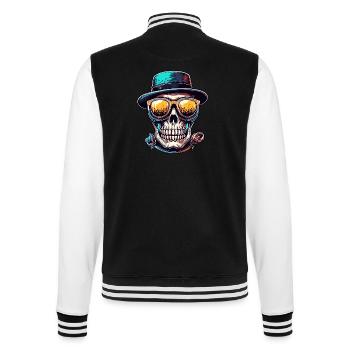 Skull / Totenkopf / Skelett / Gothic / Tattoo - College-Sweatjacke - Schwarz/Weiß - Hinten - Marisol (170cm)
