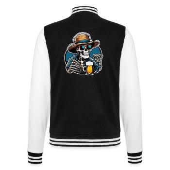 Skull / Totenkopf / Skelett / Gothic / Tattoo - College-Sweatjacke - Schwarz/Weiß - Hinten - Marisol (170cm)