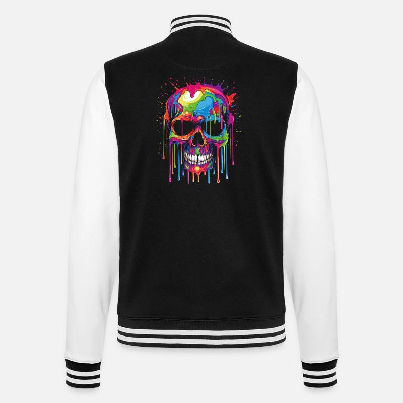 Popart Schädel - College-Sweatjacke - Schwarz/Weiß