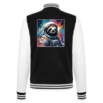 Astronaut / Weltall / Tier / Faultier / Raumschiff - College-Sweatjacke - Schwarz/Weiß - Hinten - Marisol (170cm)