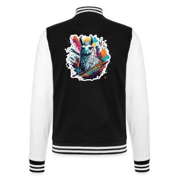Astronaut / Space / Animal / Llama / Spaceship - College Sweat Jacket - black/white - Back - Marisol (170cm)