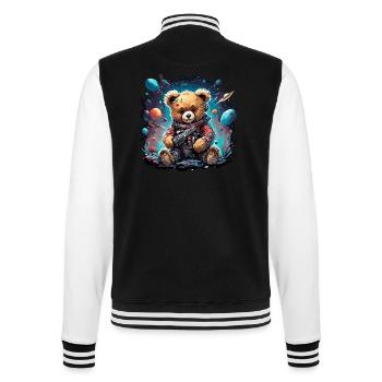 Astronaut / Space / Animal / Teddy Bear / Spaceship - College Sweat Jacket - black/white - Back - Marisol (170cm)