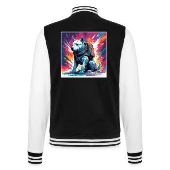 Astronaut / Weltall / Weltraum / Raumschiff / Hund - College-Sweatjacke - Schwarz/Weiß - Hinten - Marisol (170cm)