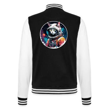 Astronaut / Weltall / Tier / Katze / Raumschiff - College-Sweatjacke - Schwarz/Weiß - Hinten - Marisol (170cm)