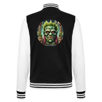 Tiki / Hawaï / Tropical / Île / Culture / Logo - Veste Teddy - noir/blanc - Dos - Marisol (170cm)