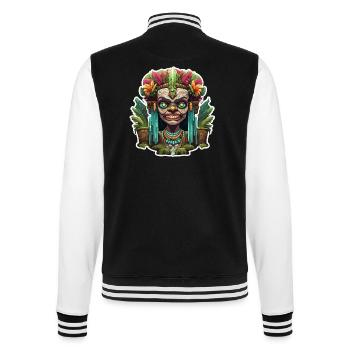 Tiki / Hawaï / Tropical / Île / Culture / Logo - Veste Teddy - noir/blanc - Dos - Marisol (170cm)