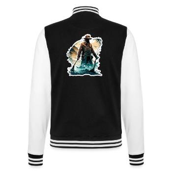 Angler Siluette / angeln / Fisch / See / Sport - College-Sweatjacke - Schwarz/Weiß - Hinten - Marisol (170cm)