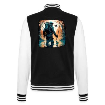 Angler Siluette / angeln / Fisch / See / Sport - College-Sweatjacke - Schwarz/Weiß - Hinten - Marisol (170cm)