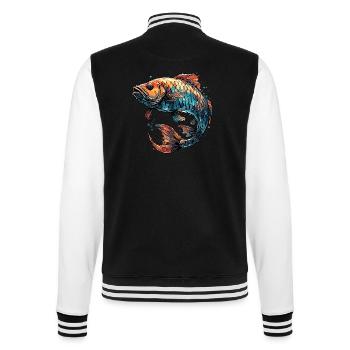 Angler Siluette / angeln / Fisch / See / Sport - College-Sweatjacke - Schwarz/Weiß - Hinten - Marisol (170cm)