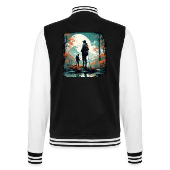 Angler Siluette / angeln / Fisch / See / Sport - College-Sweatjacke - Schwarz/Weiß - Hinten - Marisol (170cm)