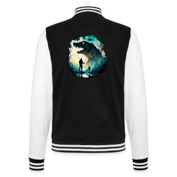 Angler Siluette / angeln / Fisch / See / Sport - College-Sweatjacke - Schwarz/Weiß - Hinten - Marisol (170cm)