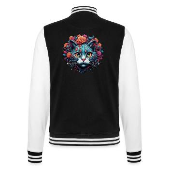 Cool Cat / Funny / Animal / Pet / Crazy - College Sweat Jacket - black/white - Back - Marisol (170cm)