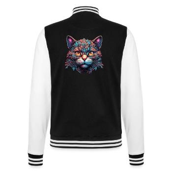 Cool Cat / Funny / Animal / Pet / Crazy - College Sweat Jacket - black/white - Back - Marisol (170cm)