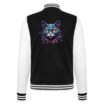 Cool Cat / Funny / Animal / Pet / Crazy - College Sweat Jacket - black/white - Back - Marisol (170cm)