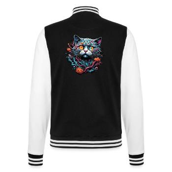 Cool Cat / Funny / Animal / Pet / Crazy - College Sweat Jacket - black/white - Back - Marisol (170cm)