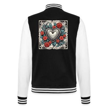 Heart / Mother's Day / Love / Holidays / Love - College Sweat Jacket - black/white - Back - Marisol (170cm)