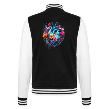 Heart / Mother's Day / Love / Holidays / Love - College Sweat Jacket - black/white - Back - Marisol (170cm)