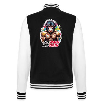 Bodybuilder / Sports / Fitness / Monkey / Muscles - College Sweat Jacket - black/white - Back - Marisol (170cm)