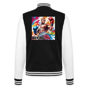 Boxer / Sport / Kampf / Arena / Boxring / Fäuste - College-Sweatjacke - Schwarz/Weiß - Hinten - Marisol (170cm)