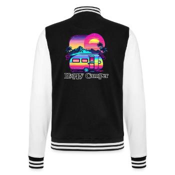 Camper / Wohnmobil / camping / Roadtrip / Travel - College-Sweatjacke - Schwarz/Weiß - Hinten - Marisol (170cm)