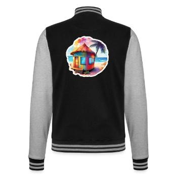 Lakeside House / Cabin / Lake / Mountains / Nature /Forest - College Sweat Jacket - black/heather grey - Back - Marisol (170cm)