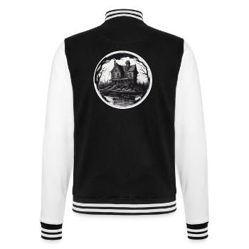 Haus am See / Hütte / See / Berge / Natur /Wald - College-Sweatjacke - Schwarz/Weiß - Hinten - Marisol (170cm)