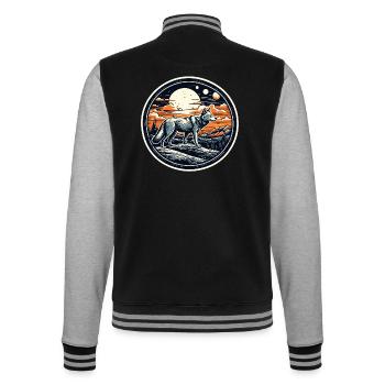 Wolf / Rudel / Wald / Wild / Tierwelt / heulen - College-Sweatjacke - Schwarz/Grau meliert - Hinten - Marisol (170cm)