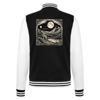 Wolf / Rudel / Wald / Wild / Tierwelt / heulen - College-Sweatjacke - Schwarz/Weiß - Hinten - Marisol (170cm)