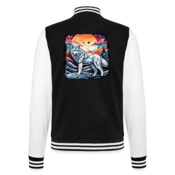 Wolf / Rudel / Wald / Wild / Tierwelt / heulen - College-Sweatjacke - Schwarz/Weiß - Hinten - Marisol (170cm)