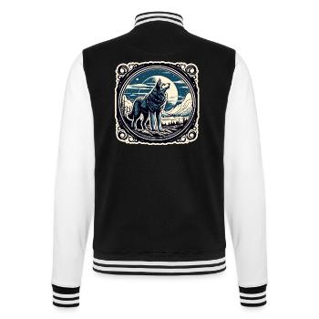 Wolf / Rudel / Wald / Wild / Tierwelt / heulen - College-Sweatjacke - Schwarz/Weiß - Hinten - Marisol (170cm)