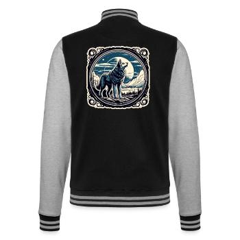 Wolf / Rudel / Wald / Wild / Tierwelt / heulen - College-Sweatjacke - Schwarz/Grau meliert - Hinten - Marisol (170cm)