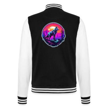 Wolf / Rudel / Wald / Wild / Tierwelt / heulen - College-Sweatjacke - Schwarz/Weiß - Hinten - Marisol (170cm)