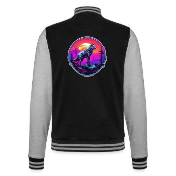 Wolf / Rudel / Wald / Wild / Tierwelt / heulen - College-Sweatjacke - Schwarz/Grau meliert - Hinten - Marisol (170cm)