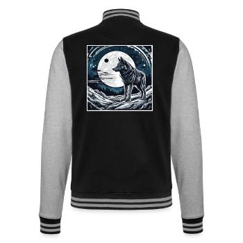Wolf / Rudel / Wald / Wild / Tierwelt / heulen - College-Sweatjacke - Schwarz/Grau meliert - Hinten - Marisol (170cm)