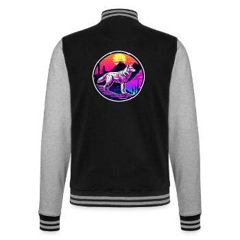 Wolf / Rudel / Wald / Wild / Tierwelt / heulen - College-Sweatjacke - Schwarz/Grau meliert - Hinten - Marisol (170cm)