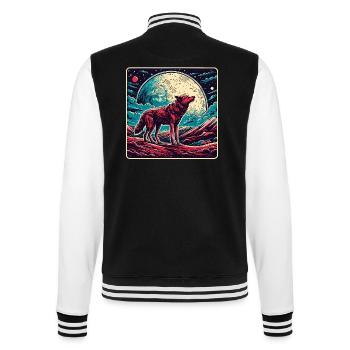 Wolf / Rudel / Wald / Wild / Tierwelt / heulen - College-Sweatjacke - Schwarz/Weiß - Hinten - Marisol (170cm)