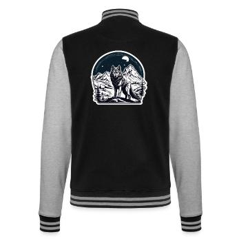 Wolf / Rudel / Wald / Wild / Tierwelt / heulen - College-Sweatjacke - Schwarz/Grau meliert - Hinten - Marisol (170cm)