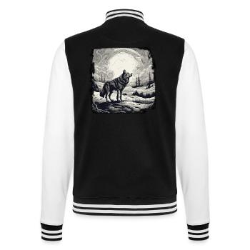 Wolf / Rudel / Wald / Wild / Tierwelt / heulen - College-Sweatjacke - Schwarz/Weiß - Hinten - Marisol (170cm)