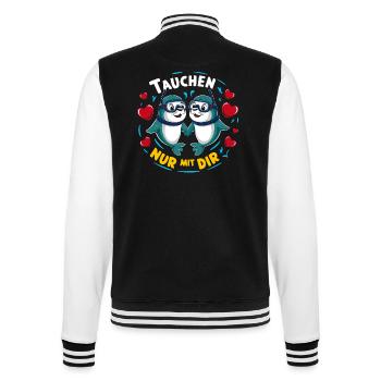 Tauchen nur mit Dir lustige verliebte Seehunde - College-Sweatjacke - Schwarz/Weiß - Hinten - Marisol (170cm)