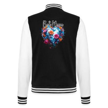 Herz / Muttertag / Liebe / Feiertage / Love - College-Sweatjacke - Schwarz/Weiß - Hinten - Marisol (170cm)