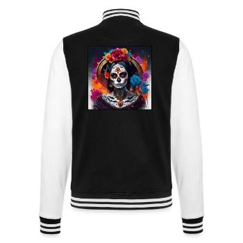 La Catrina/ Tattoo / Mexiko / Totenkopf / Skull - College-Sweatjacke - Schwarz/Weiß - Hinten - Marisol (170cm)