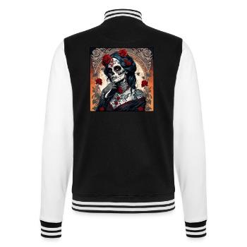 La Catrina/ Tattoo / Mexiko / Totenkopf / Skull - College-Sweatjacke - Schwarz/Weiß - Hinten - Marisol (170cm)