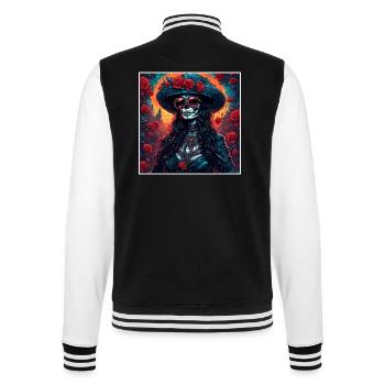 La Catrina/ Tattoo / Mexico / Skull / Skull - College Sweat Jacket - black/white - Back - Marisol (170cm)