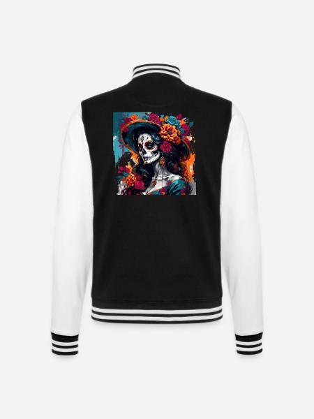 La Catrina/ Tattoo / Mexico / Schedel / Schedel - College sweatjacket - zwart/wit