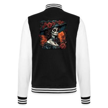 La Catrina/ Tattoo / Mexico / Woman / Skull - College Sweat Jacket - black/white - Back - Marisol (170cm)