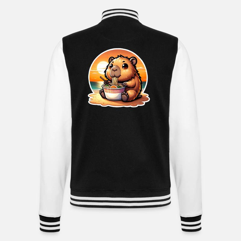 Capybara Ramen Kawaii Anime - Veste Teddy - noir/blanc